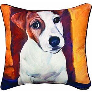 Manual Baby Jack Russell Paws and Whiskers Decorative Square Pillow, 18 inches
